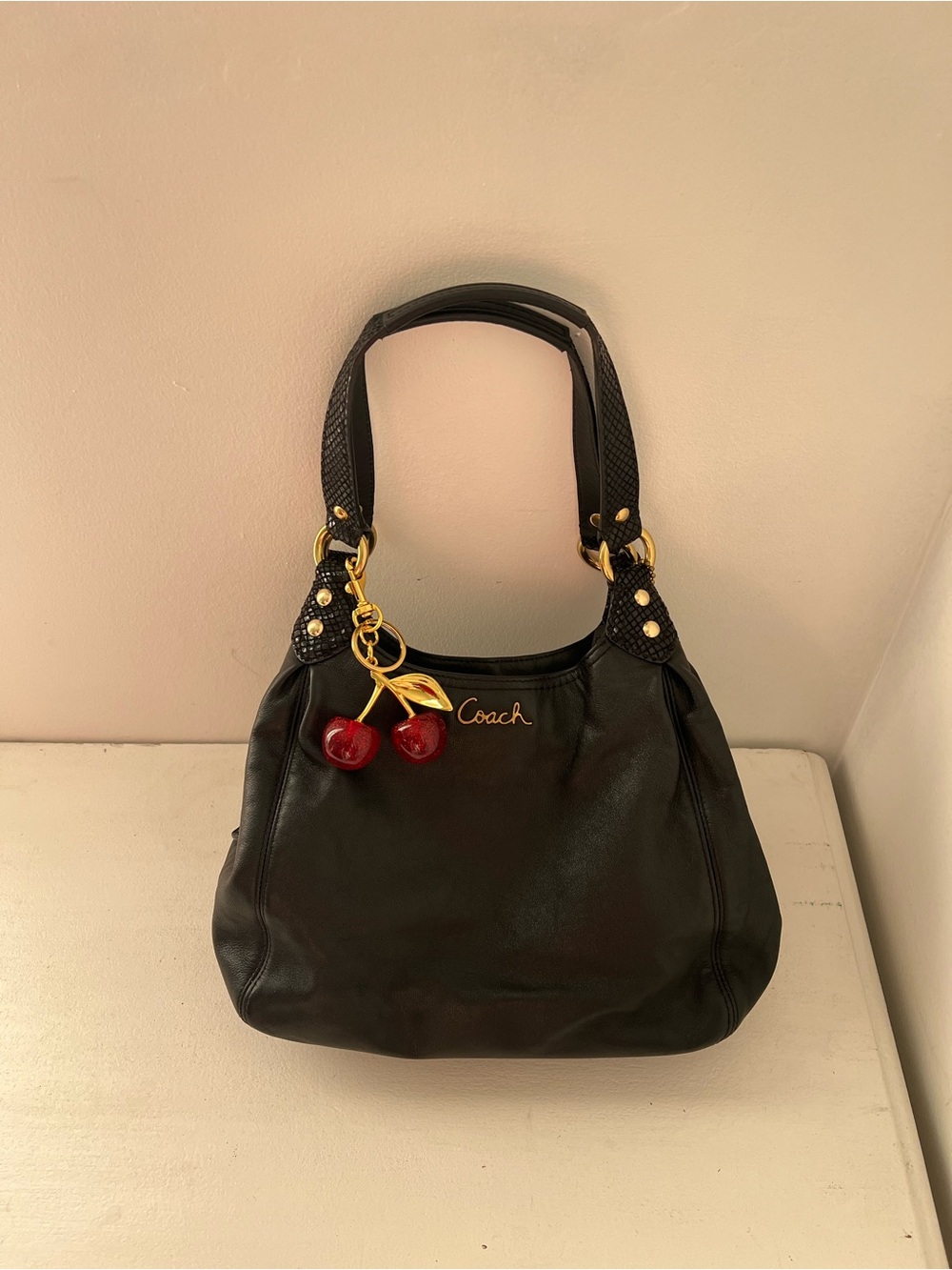 Coach Black Leather Tote - Picture 3 of 11